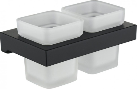 Настенный стакан двойной Grocenberg AC0022 (Черный матовый)