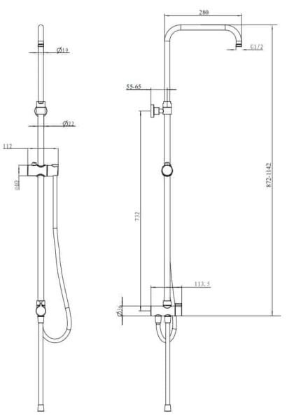 Душевая стойка OMNIRES Uni UN10041SCR