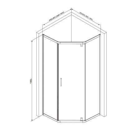 W90G-405-090MT Душевое ограждение AM.PM Gem 5-corner Pivot 90x90 стекло прозрачное, профиль матовый хром
