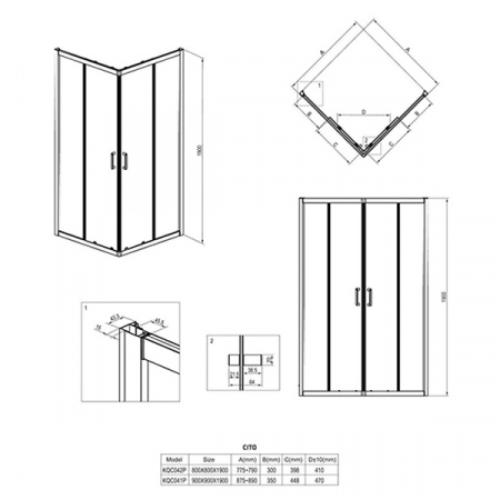 Душевой уголок Deante Cito KQC_041P стекло прозрачное 90х90х190см