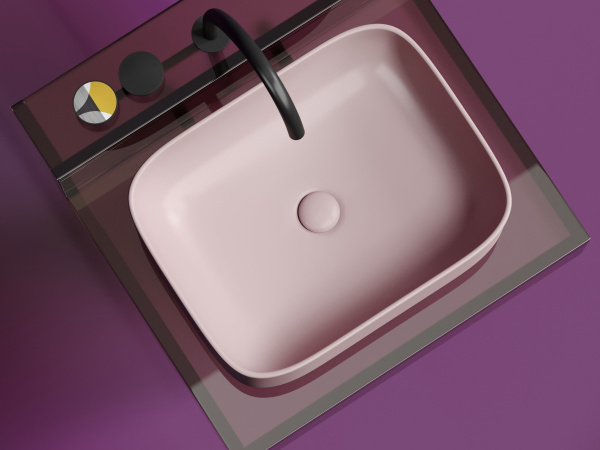Умывальник чаша накладная прямоугольная Ceramicanova Element 505*380*150мм, розовый матовый, CN6052MP