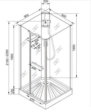 Кабина MiMi90B душевая Ceruttispa (90x90x215-225)