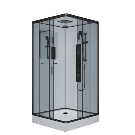 Душевая кабина Niagara Premium NG-6902-01GQ BLACK (100х100х210) низкий поддон(16 см),черный,стекло тонированное,4 места