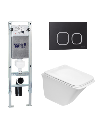 Унитаз с инсталляцией WeltWasser AMBERG 350 ST + ROTBACH 004 GL-WT + AMBERG RD-BL