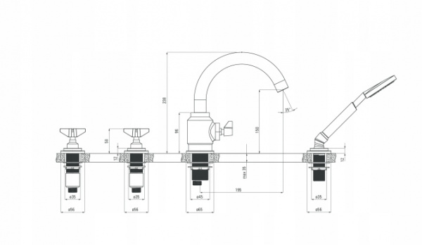 Смеситель на борт ванны Deante Temisto BQT M14D