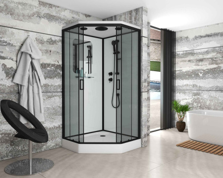 Душевая кабина Niagara Premium NG-6902-01D BLACK (100х100х220) низкий поддон(16 см),черный,стекло тонированное,4 места