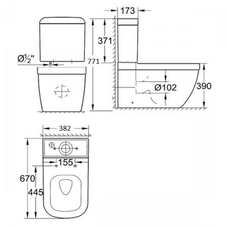 Напольный унитаз Grohe Euro 39338000 c бачком и крышкой