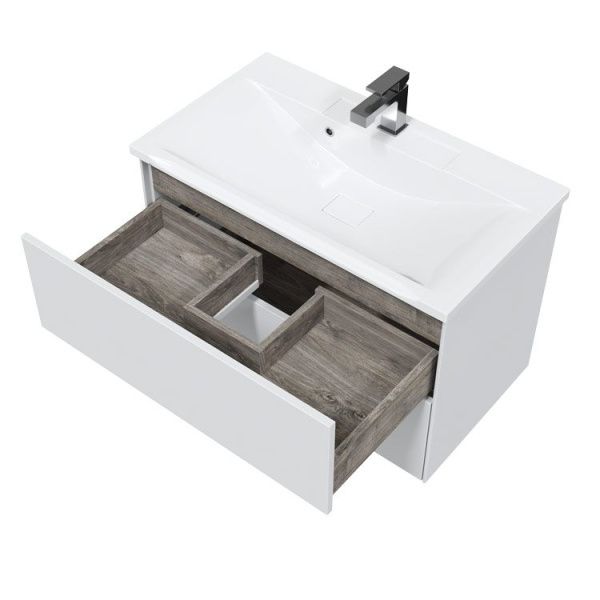 Тумба подвесная Toppus Silk 80 9811.002, белый матовый, с умывальником Premier