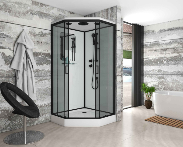 Душевая кабина Niagara Premium NG-6901-01D BLACK (90х90х220) низкий поддон(16 см),черный,стекло тонированное,4 места