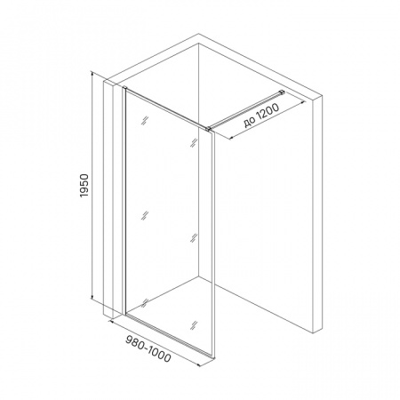 Душевая перегородка IDDIS Slide SLI8BS1i23 Walk In 100x195, черный