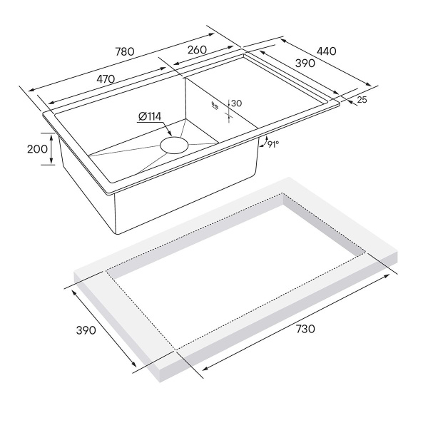 Мойка Paulmark GERBERG 78F UNI PM217844-BG 440х780х200 мм, нержавеющая сталь, брашированное золото