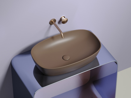 Умывальник чаша накладная овальная Ceramicanova Element 600*380*138мм, Темно-коричневый матовый, CN6049MDB