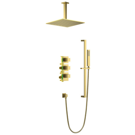 Встраиваемая душевая система с термостатом TIMO Selene SX-2229/17SM, матовое золото