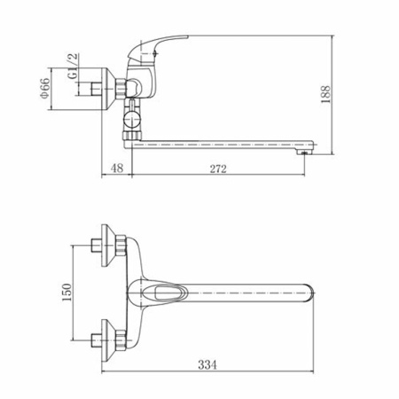 Смеситель для ванны FASHUN A2115, хром