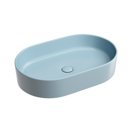 Умывальник чаша накладная овальная Ceramicanova Element 608*385*122мм, Голубой матовый, CN6048ML