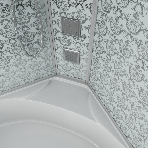 Душевая кабина Niagara Luxe NG-7744W (120x120х215) высокий поддон(50см),дверь раздвижная,стенки серебро,4 места