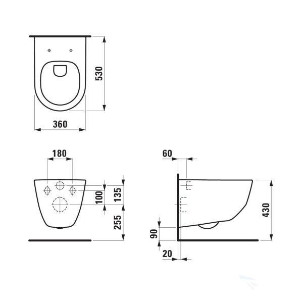 Унитаз подвесной с инсталляцией Laufen Pack Pro Rimless с сиденьем и клавишей 869966000000R