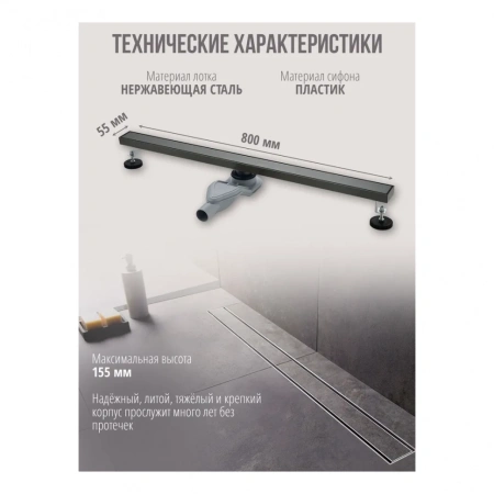 Трап для душа Grocenberg T800 Графит