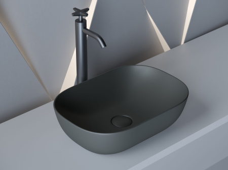 Умывальник чаша накладная прямоугольная Ceramicanova Element 455*325*135мм, Темный антрацит матовый, CN6009MDH