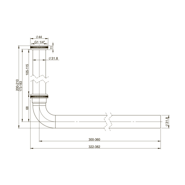 Сифон для раковины Wellsee Drainage System 182101000, латунь, хром