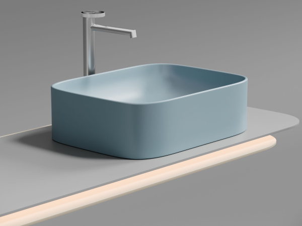 Умывальник чаша накладная прямоугольная Ceramicanova Element 505*380*150мм, голубой матовый, CN6052ML