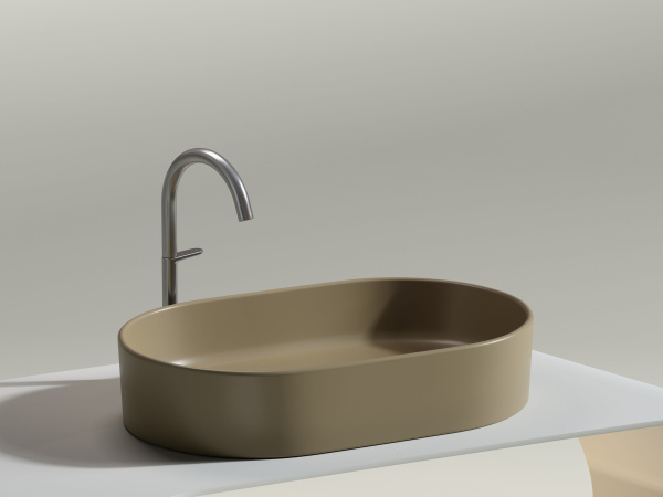 Умывальник чаша накладная овальная Ceramicanova Element 608*385*122мм, Капучино матовый, CN6048MC