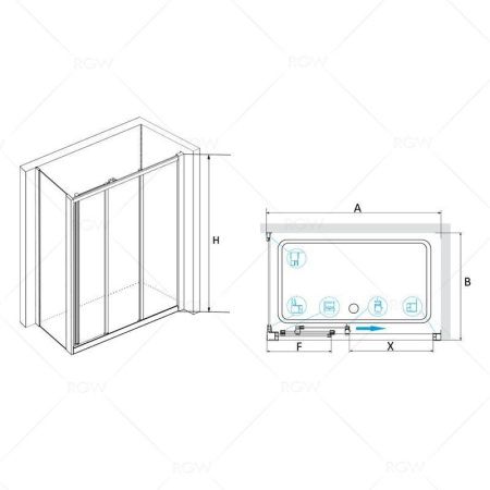 Душевой уголок RGW CL-30-1 (CL-11 + Z-060-1) 100х100 040930100-011 стекло прозрачное