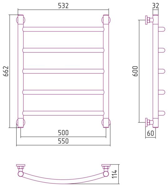 Полотенцесушитель Сунержа Галант+ 600x500 00-0200-6050