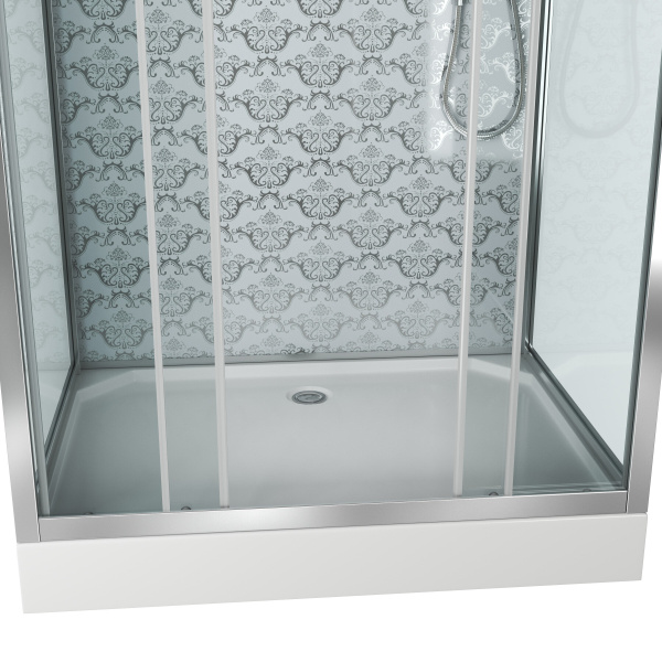 Душевая кабина Niagara Luxe NG-7772QW (120x90х210) низкий поддон(15см),дверь раздвижная,стенки серебро,4 места