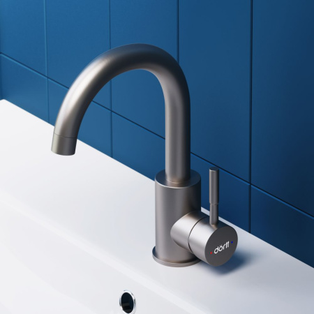 Смеситель для умывальника Dorff D3002101SS Logic поворотный, нержавеющая сталь