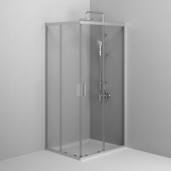 W90G-403-100280-MT Gem Душевое ограждение AM.PM прямоугольн.,раздвиж.двери 100x80 хром мат.,стекло прозрачное