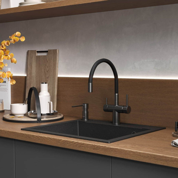 Кухонная мойка Reflexion Cubi RX1555CL, уголь