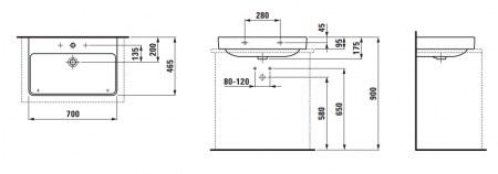 Умывальник Laufen Pro S 8169670001041 70x46x9