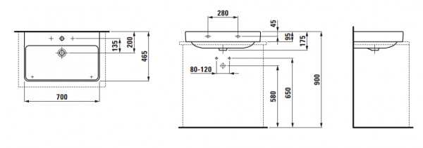 Умывальник Laufen Pro S 8169670001041 70x46x9