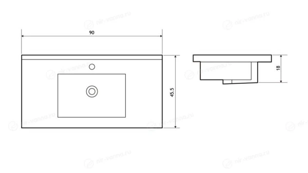 Умывальник Triton 825D 900 (плоский)