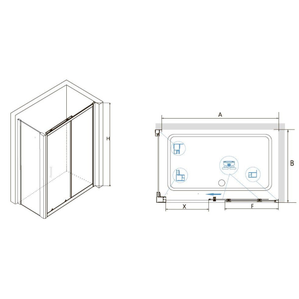 Душевой уголок RGW CL-48-1 (CL-14 + Z-060-1) 320948106-011 стекло прозрачное 160х100