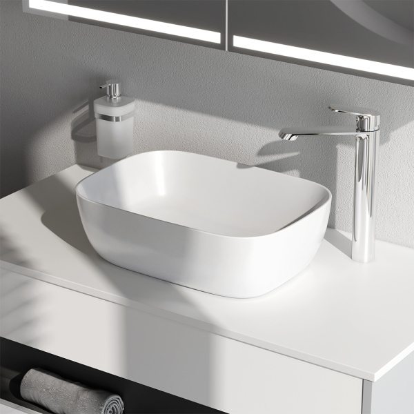 M8FWCC10450WG Func Раковина накладная AM.PM, прямоугольник, 45 см, цвет белый глянец