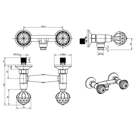 Смеситель для душа Boheme Brillante Presente 354 Хром