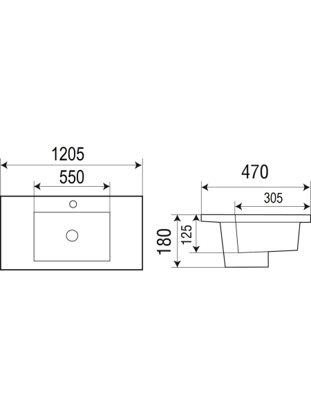 Раковина врезная WeltWasser WW SK DEILBACH 7506-120 MT-BL
