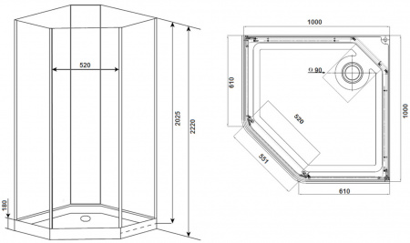 Душевая кабина Timo Premium ILMA Black 701 100x100x222