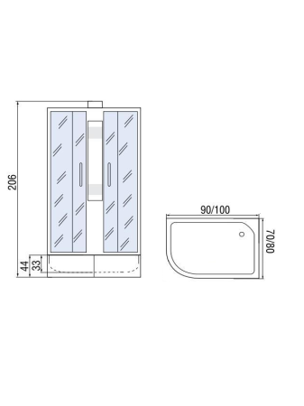 Душевая кабина МОНОМАХ МОНОМАХ Б/К 100/80/44 МЗ R 1000х800х2060мм