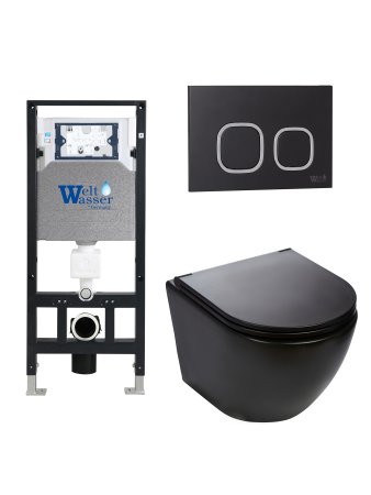 Комплект инсталляции с унитазом Weltwasser AMBERG 506 + MERZBACH 043 MT-BL + AMBERG RD-BL