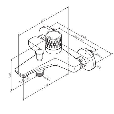 F90A10400 Gem Смеситель для ванны и душа AM.PM с индикацией температуры, хром