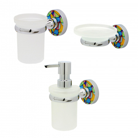 Комплект аксессуаров для ванной комнаты WasserKRAFT Diemel (подстаканник, мыльница, дозатор)
