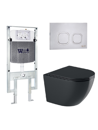 Комплект инсталляции с унитазом Weltwasser AMBERG 497 ST + MERZBACH 043 GL-BL + AMBERG RD-MT CR