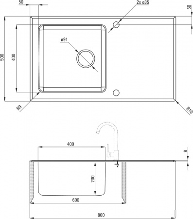 Кухонная мойка Deante Sink Pallas ZSP 0C2C