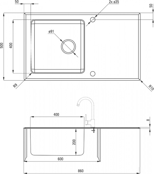 Кухонная мойка Deante Sink Pallas ZSP 0C2C