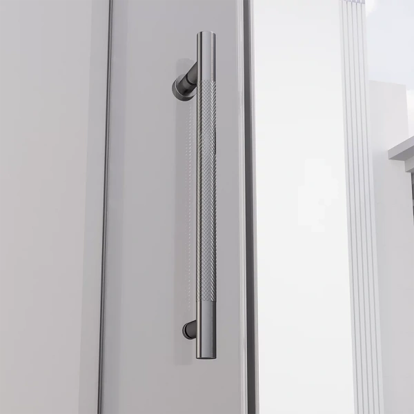Душевая дверь распашная Veconi Premium Alassio GR, 1300х2000, брашированный графит, стекло прозрачное осветленное