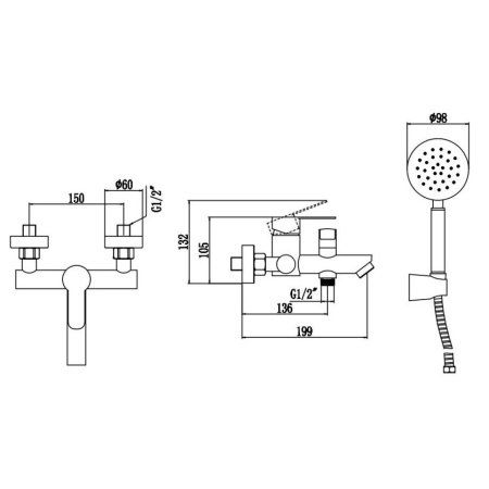 Смеситель для ванны Fmark FS8204H, черный