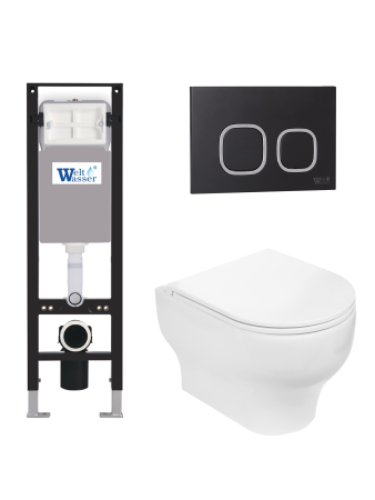 Комплект инсталляции с унитазом Weltwasser AMBERG 350 + ERLENBACH 004 GL-WT + AMBERG RD-BL